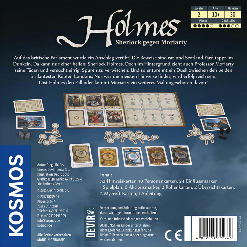 KOSMOS Holmes, detective game, strategy game, game for two, ages 10 and up, 692766