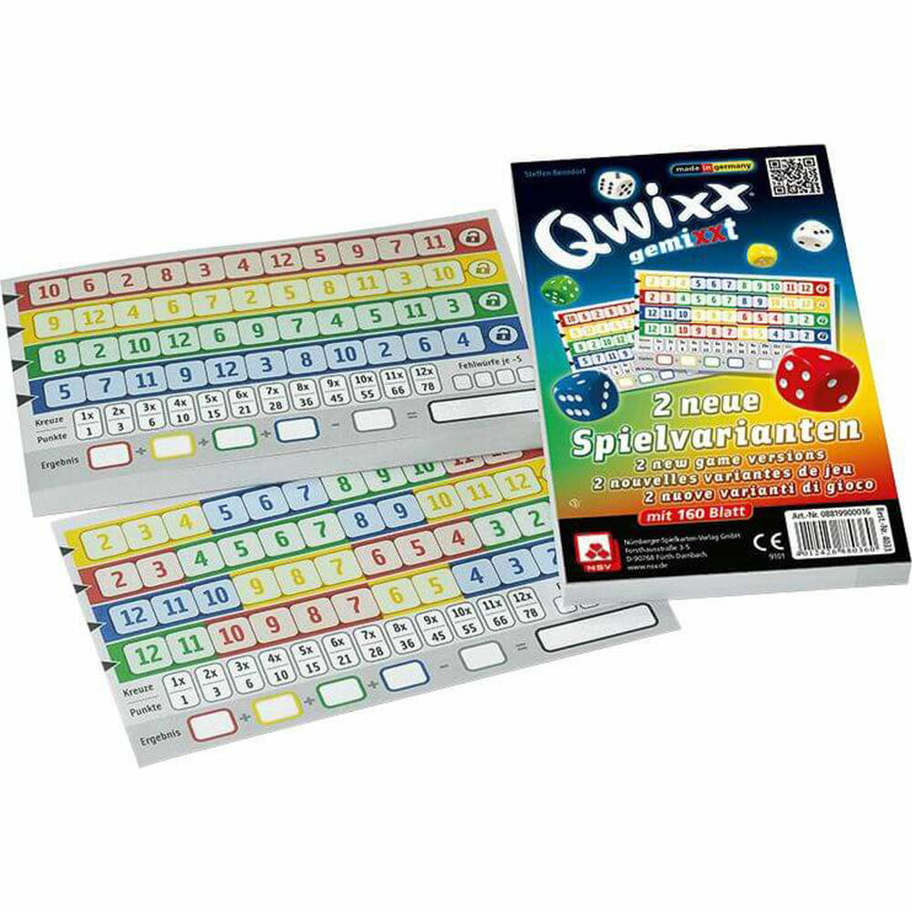 NSV Qwixx gemiXXt - Zusatzblöcke, 2er Set, Ersatzblöcke, Block, neue Spielvarianten, 4033