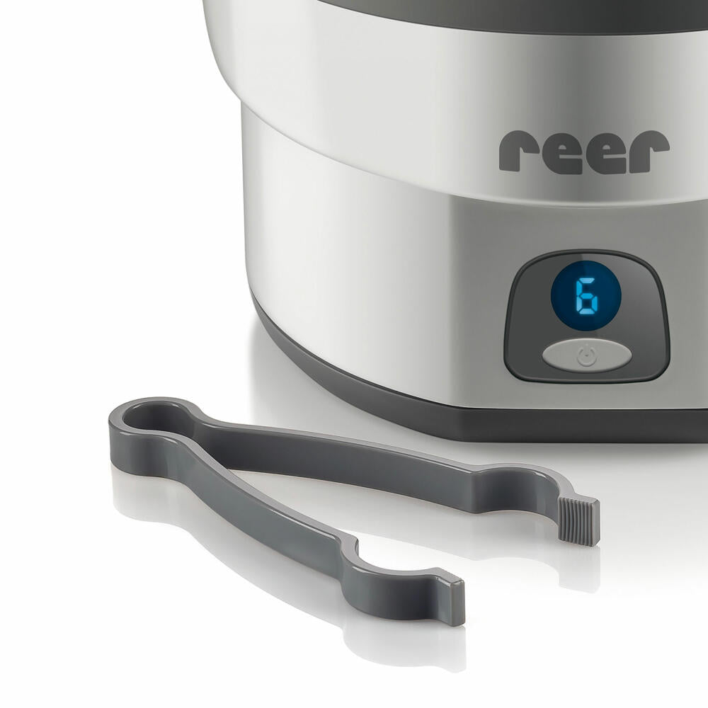 reer Vaporisator VapoMax, Desinfektionsgerät, Dampfsterilisator, Sterilisator, für 6 Babyflaschen, 36010