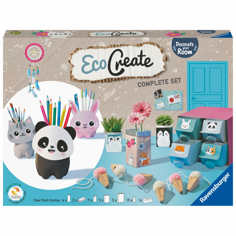 Ravensburger EcoCreate Decorate your Room, Bastelset, Kreativset, Bastel Set, Kinder, Upcycling , Basteln, 18145