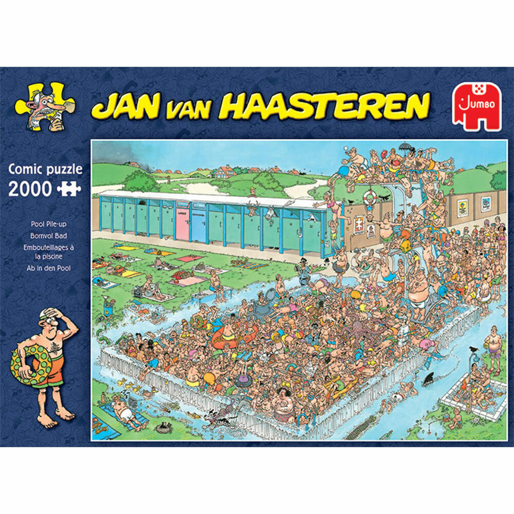 Jumbo Spiele Jan van Haasteren - Ab in den Pool, Puzzle, Erwachsenenpuzzle, Puzzlespiel, 2000 Teile, 20040