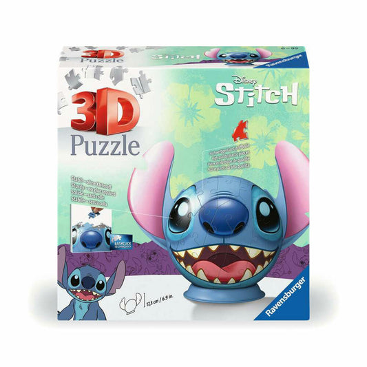 Ravensburger 3D Puzzle Ball Disney Stitch with Ears, Puzzle Ball, Puzzles, 72 Pieces, from 6 Years, 11574