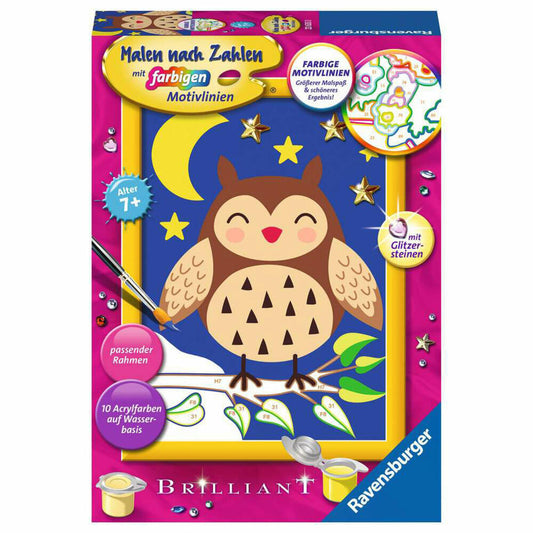 Ravensburger Paint by Numbers Cute Owl, Painting Set, Coloring Page, Children, from 7 years, 23635