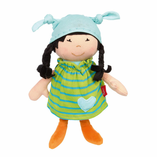 sigikid Brenda Bilipup Doll, Cloth Doll, Cuddly Doll, Children's Toy, Green Striped, 39649