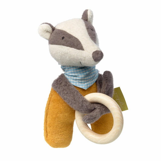 sigikid Green Collection Organic Greifling Dachs Kasimir, Babygreifling, Kuscheltier, Babyspielzeug, Baby Spielzeug, Orange / Grau, 39174