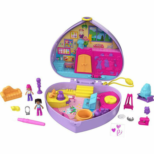 Mattel HGT15 Polly Pocket with Shani as main character art studio box, micro dolls