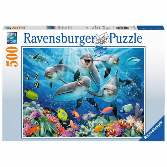 Ravensburger Puzzle Dolphins in the Coral Reef, Adult Puzzle, Adult Puzzles, Premium Puzzle, Standard Format, 500 Pieces, 14710 6