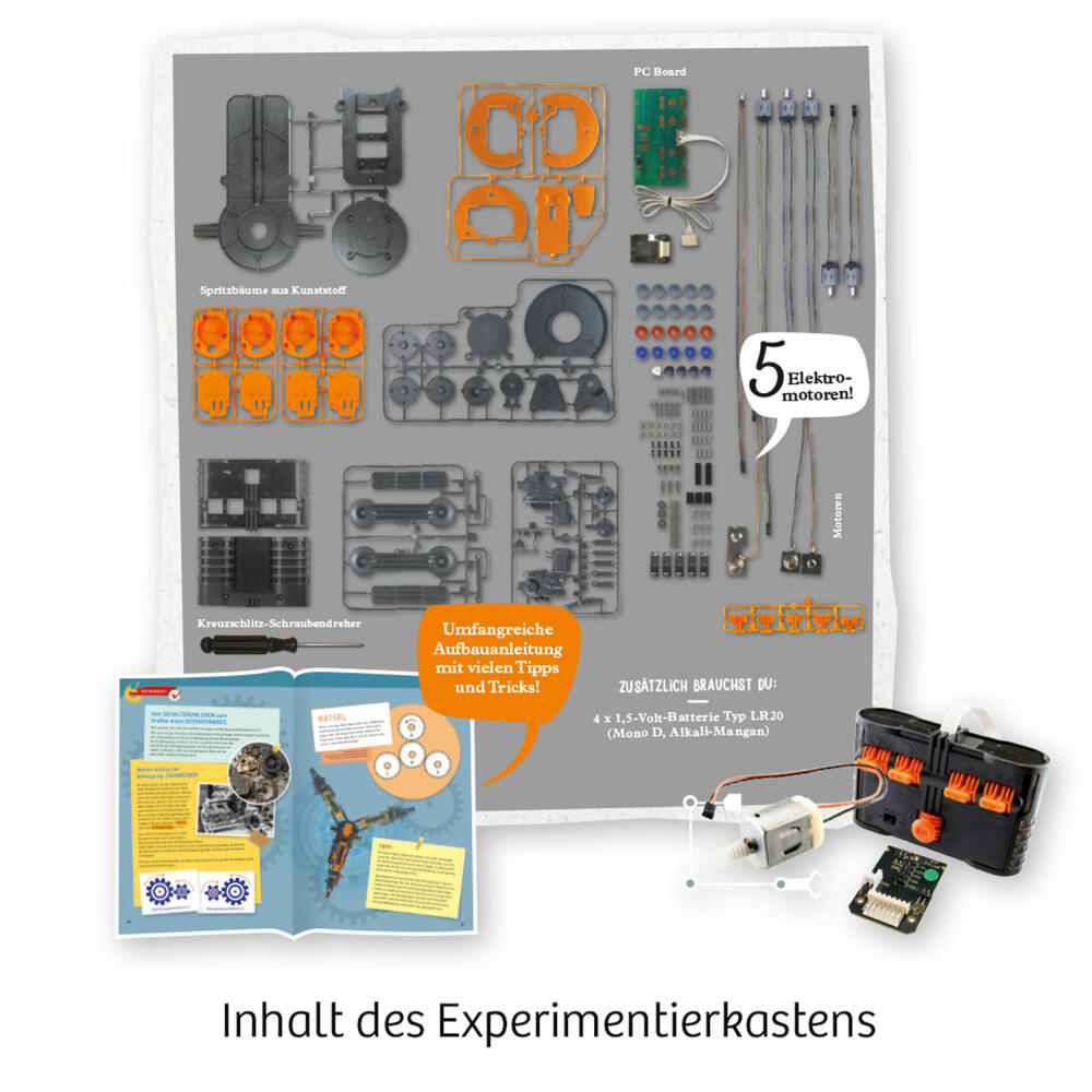 KOSMOS Roboter-Arm Experimentierkasten, Modellbausatz, Roboter, mit 5 Motoren und Beleuchtung, 620028