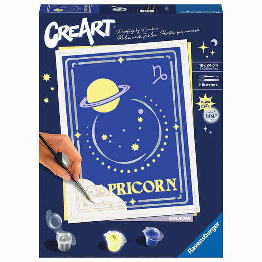Ravensburger CreArt Sternzeichen Zodiac Sign Steinbock, Malen nach Zahlen, Malset, Malvorlage, Malen, 23739