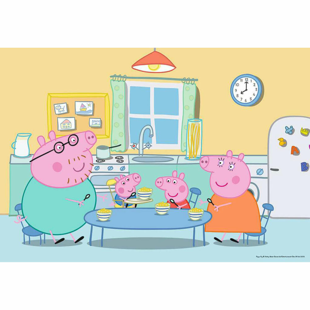 Ravensburger At Home with Peppa, 2 x 12 pieces, children's puzzle, children's puzzle, from 3 years, 07596