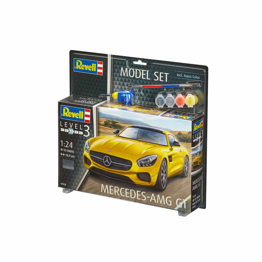 Revell Model Set Mercedes AMG GT, Sportwagen, Modellbausatz mit Farben und Kleber, 93 Teile, ab 10 Jahren, 67028