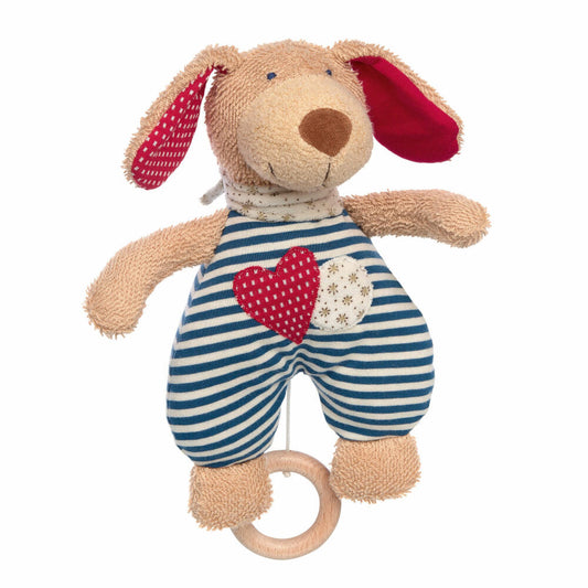 Sigikid Green Organic Spieluhr Hund, Kinderspieluhr, Spiel Uhr, Einschlafhilfe, Baumwolle, 25 cm, 39052