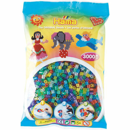 Hama Bügelperlen Midi - Transparent Glitter 3000 Perlen