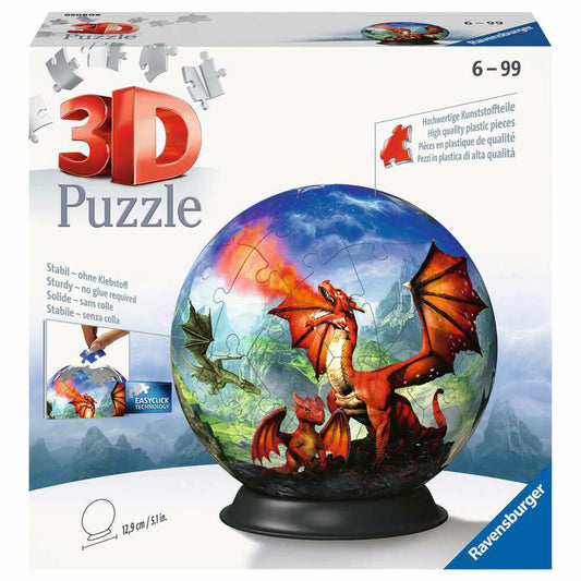 Ravensburger 3D Puzzle Ball Mystical Dragons, Puzzle Ball, Puzzles, 72 pieces, from 6 years, 11565