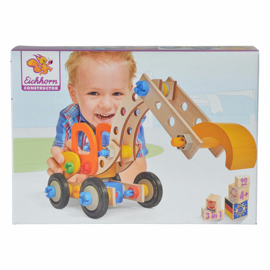 Eichhorn Constructor Excavator Set, 90 pcs., Construction Vehicle, Construction Kit, Construction Set, Children's Toy, Wood, 100039087