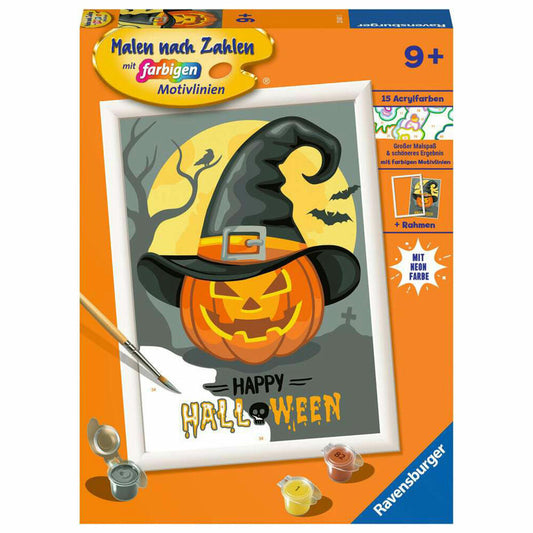 Ravensburger Malen nach Zahlen Happy Halloween, Malset, Malvorlage, Kinder, ab 9 Jahren, 23601