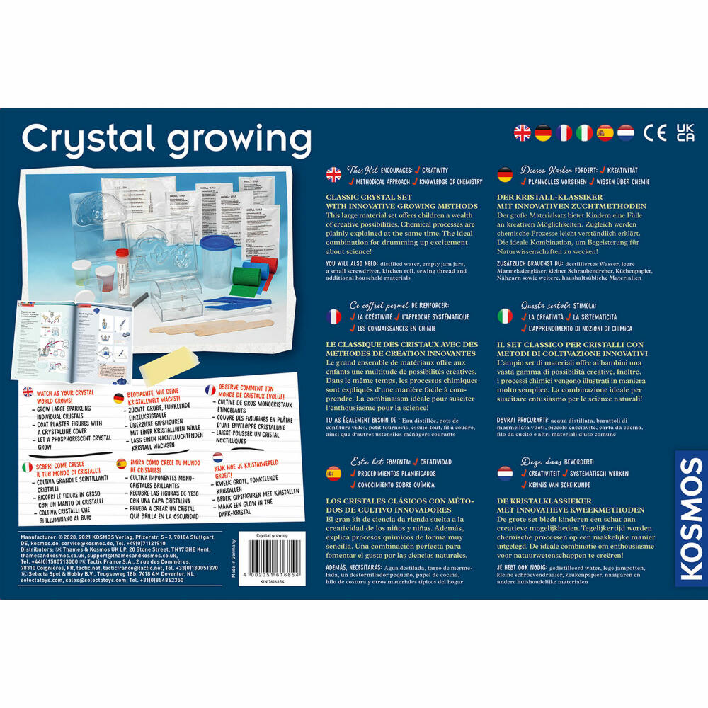 KOSMOS Kristalle züchten / Crystal Growing, Experimentierkasten, Kinder, Mehrsprachig, 616854