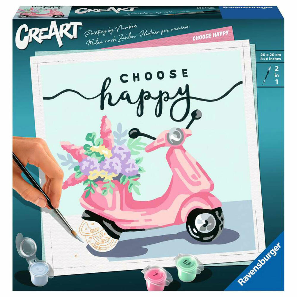 Ravensburger CreArt Choose happy, painting by numbers, painting set, coloring page, painting, 20125