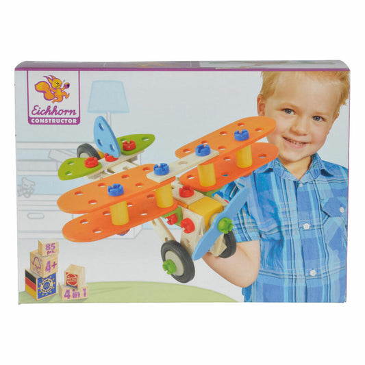 Eichhorn Constructor Biplane Set, 85 pcs., Construction Kit, Construction Set, Airplane, Construction Kit, Children's Toy, Wood, 100039031