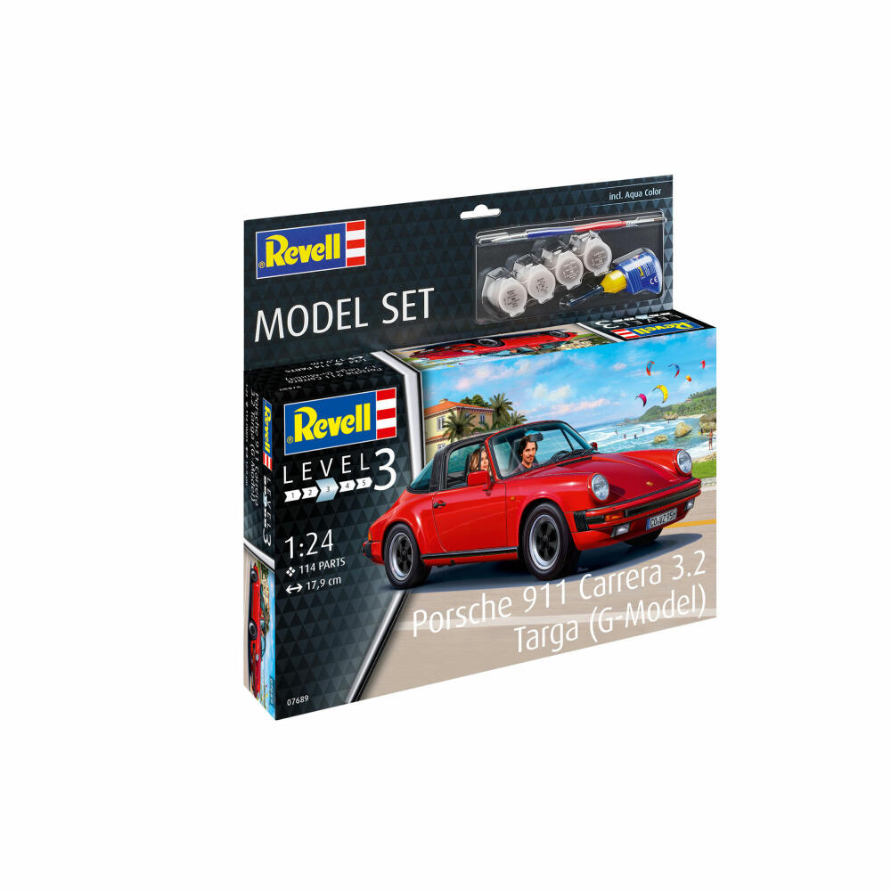 Revell Model Set Porsche 911 Carrera 3.2 Targa G-Model, Car, Model Kit, Model Kit, 114 Parts, from 10 Years, 67689