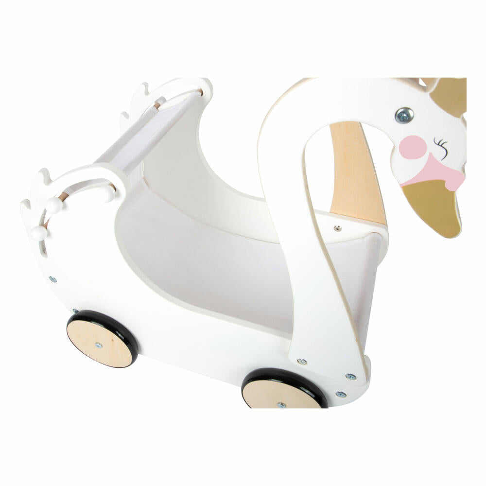 Legler Puppenwagen Schwan, Schiebewagen für Spielpuppen bis 46 cm, Holz, 12283