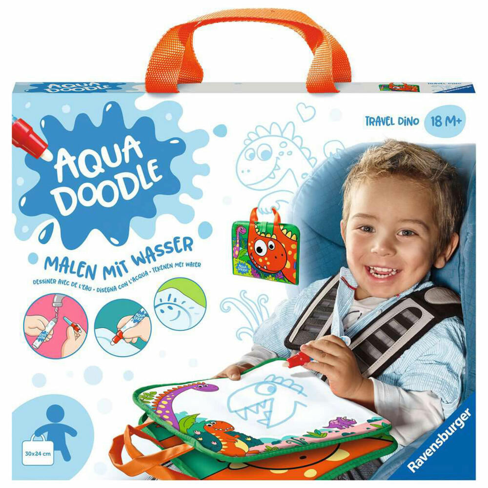 Ravensburger Aquadoodle Travel Dino, Malen mit Wasser, Wassermalmatte, mit Stift, Malbuch, 04566