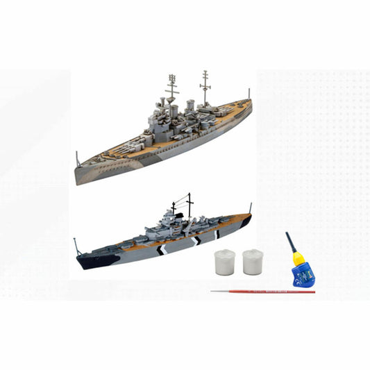 Revell Modellbausatz First Diorama Set Bismarck Battle, Schlachtschiffe, Schiff, Modell Bausatz, 76 Teile, ab 10 Jahre, 05668
