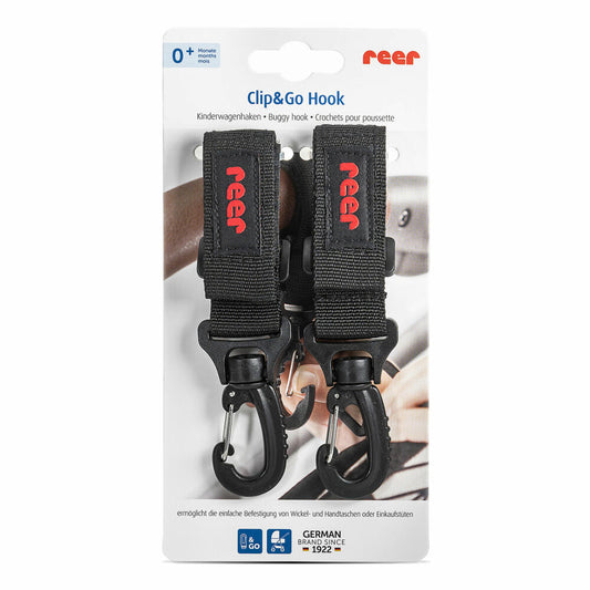 reer Clip&Go Hook Kinderwagenhaken, 2er Set, Kinderwagen Haken, Befestigung Wickeltasche, 84101