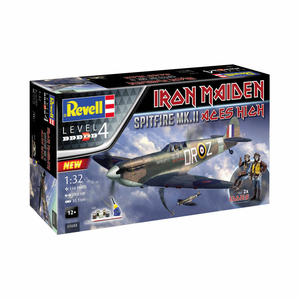 Revell model kit gift set Spitfire Mk.II Aces High Iron Maiden, aircraft, model kit, 134 parts, from 12 years, 05688