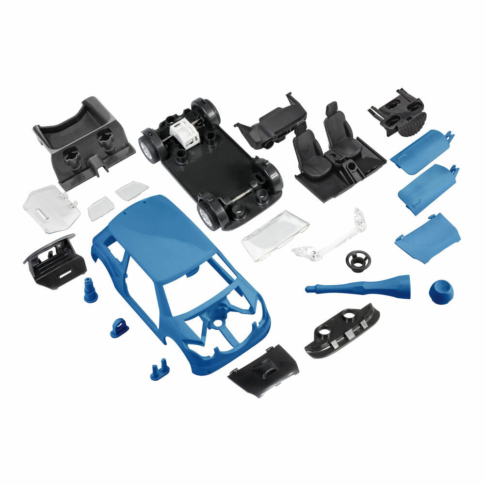 Revell Junior Kit Pull Back Rallye Car, Rennauto, Blau, Modellbausatz für Kinder, 36 Teile, ab 4 Jahren, 00834