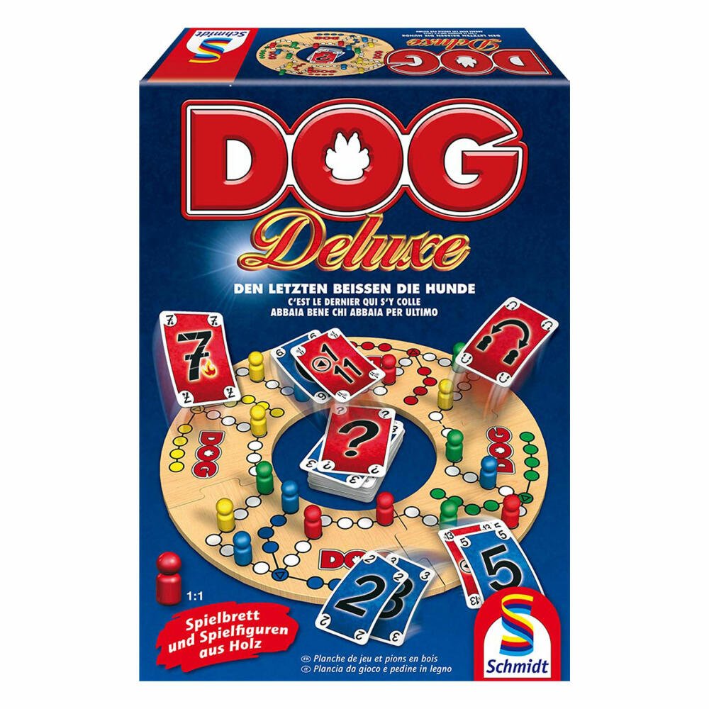 Schmidt Spiele DOG Deluxe, Familienspiel, Brettspiel, Kartenspiel, 2 bis 6 Spieler, 49274
