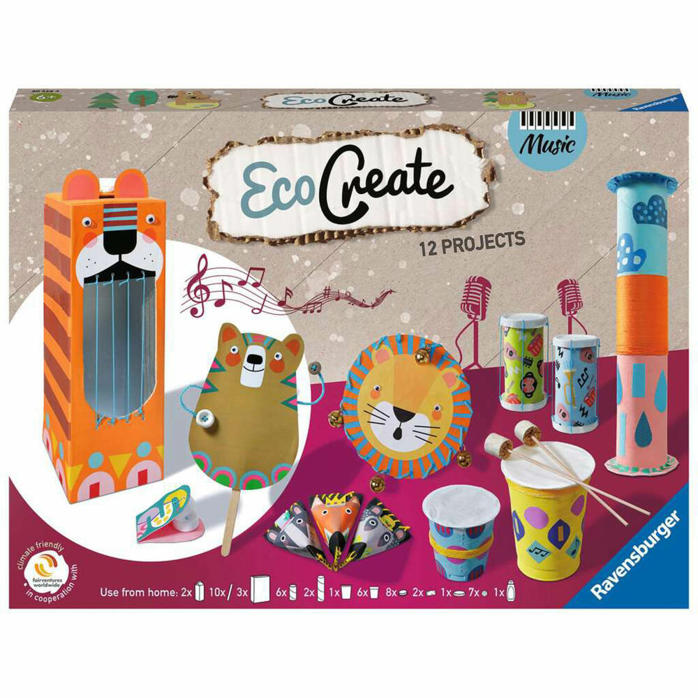 Ravensburger EcoCreate Make your own Music, Bastelset, Kreativset, Bastel Set, Kinder, Upcycling, Basteln, ab 6 Jahren, 20229