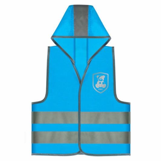 reer MyBuddyGuard Sicherheitsweste, Warnweste, Signalweste, Kinder, mit Kapuze, Blau, 53012