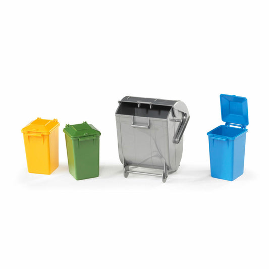 Bruder Commercial Vehicles Garbage Cans, Set of 4, for Garbage Truck, Garbage Can, Accessories, Toy, 02607
