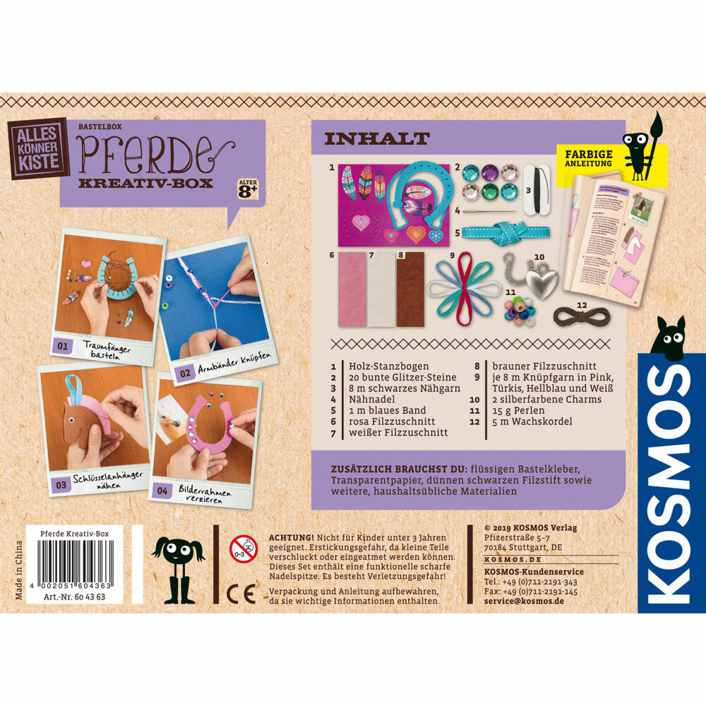 KOSMOS Pferde Kreativbox, Bastelbox, Bastel Set, Pferde Deko, Bastelkoffer, 604363