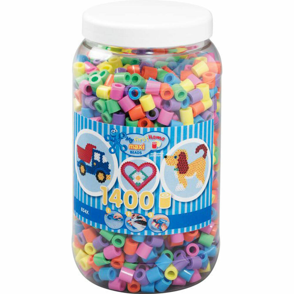 Hama Iron-On Beads Maxi - Pastel Mix 1400 Beads (6 Colors) in Storage Box