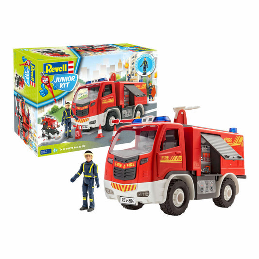 Revell Junior Kit Feuerwehrauto, mit Spielfigur, Modellbausatz für Kinder, 67 Teile, ab 4 Jahren, 00819