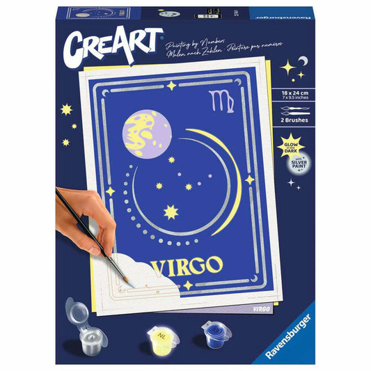 Ravensburger CreArt Sternzeichen Zodiac Sign Jungfrau, Malen nach Zahlen, Malset, Malvorlage, Malen, 23744
