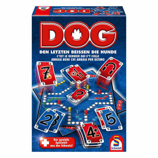 Schmidt Spiele DOG, Familienspiel, Brettspiel, Kartenspiel, 2 bis 6 Spieler, 49201