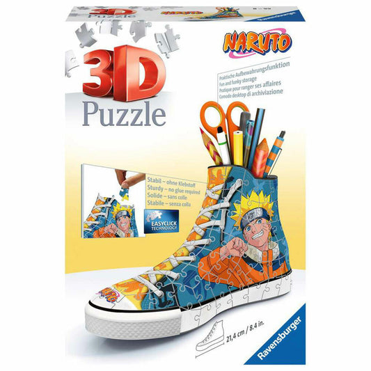 Ravensburger 3D-Puzzle Sneaker Naruto, 3D Puzzle, Kinderpuzzle, Stiftebox, 108 Teile, 11543