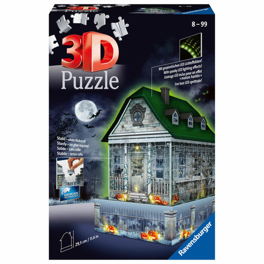 Ravensburger Gruselhaus bei Nacht, 3D Puzzle Bauwerke, Erwachsenenpuzzle, Halloween, 216 Teile, 11254