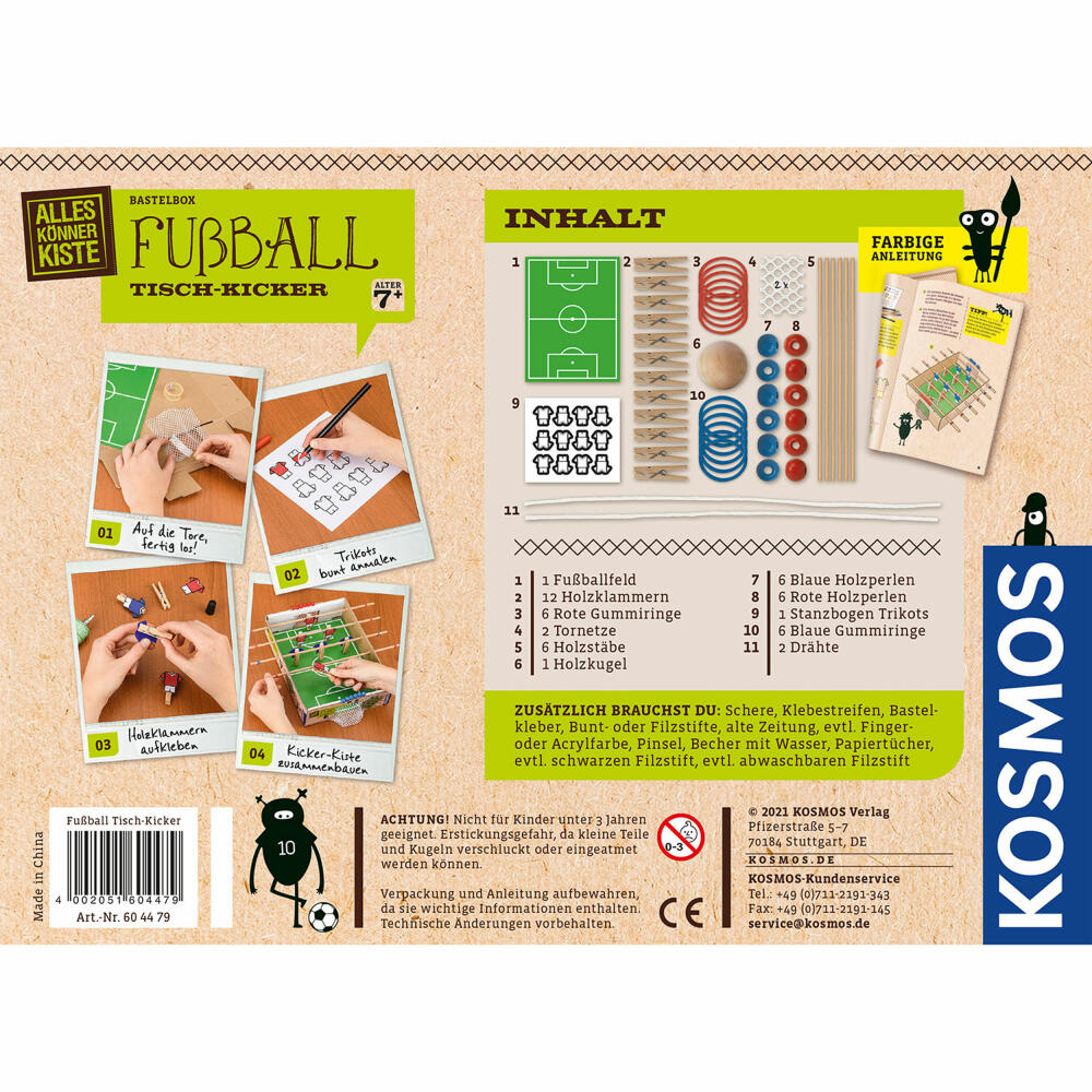 KOSMOS AllesKönnerKiste Fußball Tisch-Kicker, Bastelbox, Basteln, Kicker, Ab 7 Jahren, 604479