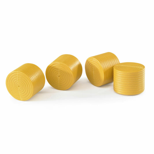 Bruder Landwirtschaft Rundballen Ungewickelt, 4er Set, für CLAAS Rollant 250, Heuballen, Spielzeug, Zubehör, Ockerbaun, 02344