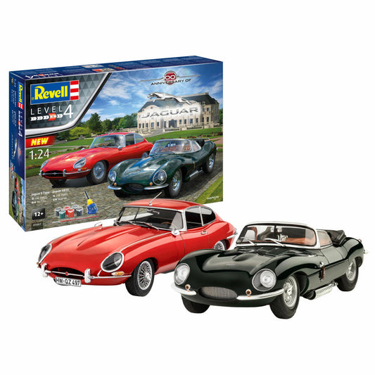 Revell Modellbausatz Geschenkset Jaguar 100th Anniversary, Modell Auto, Bausatz, 285 Teile, ab 12 Jahre, 05667
