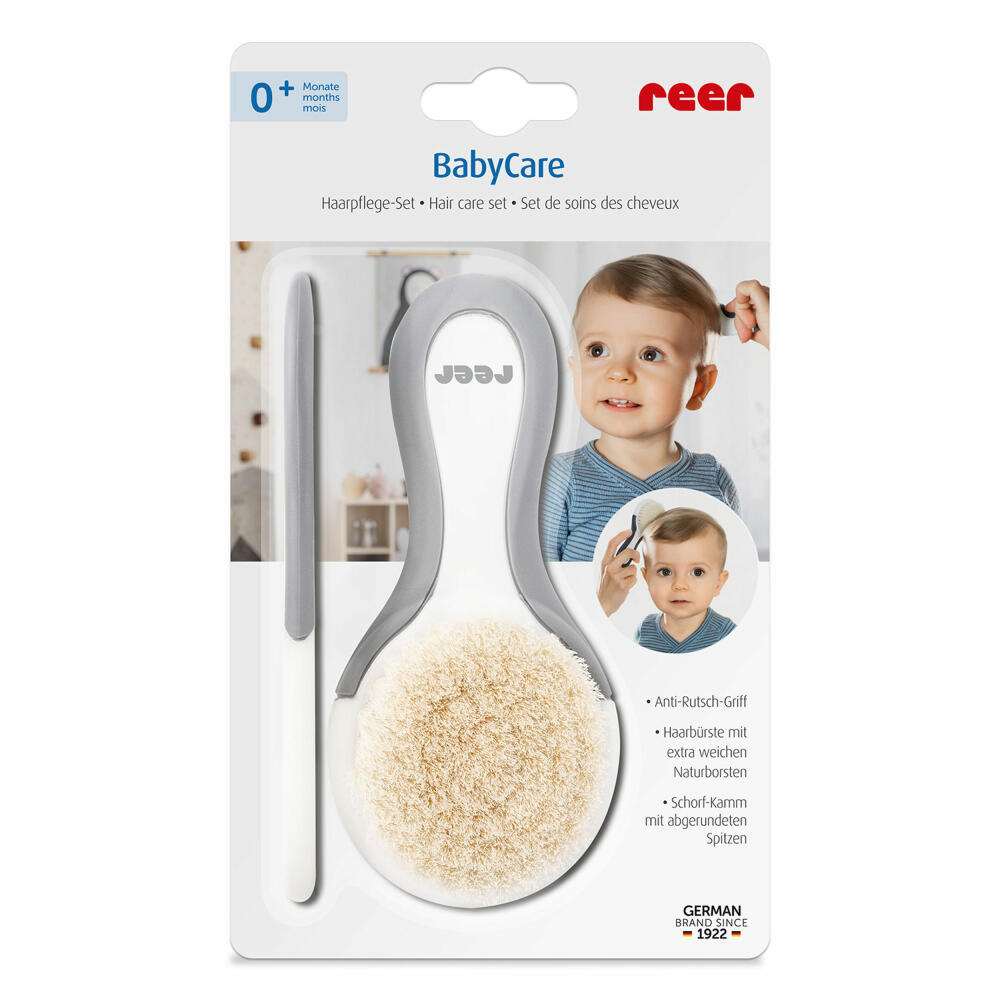 reer BabyCare Haarpflege-Set, 2-tlg., Bürste, Kamm, Haarbürste, Naturborsten, 81070