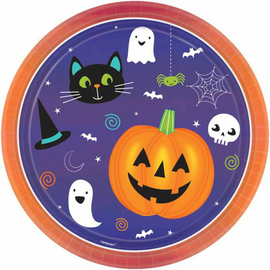 Amscan 8 Plates Hallo-ween Friends round paper