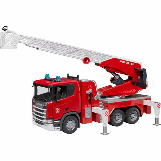bruder 03591 Scania Super 560R Feuerwehr mit Drehleiter, Wasserpumpe, L+S Modul