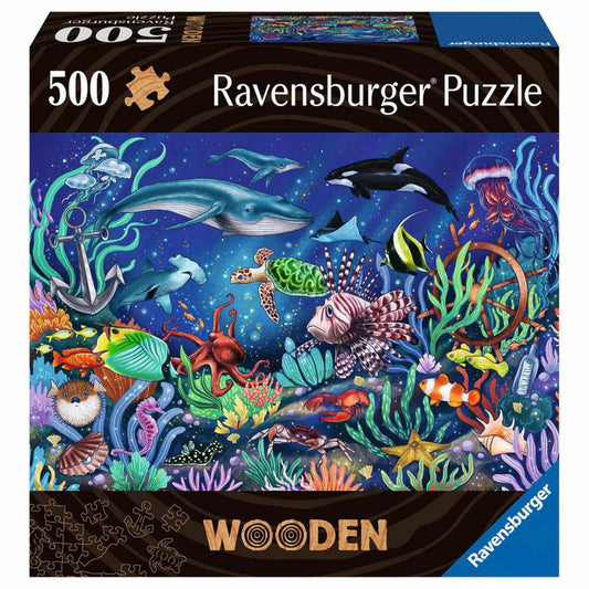 Ravensburger Wooden Puzzles Unten im Meer, Puzzle, Holzpuzzle, Kinder, 500 Teile, 17515