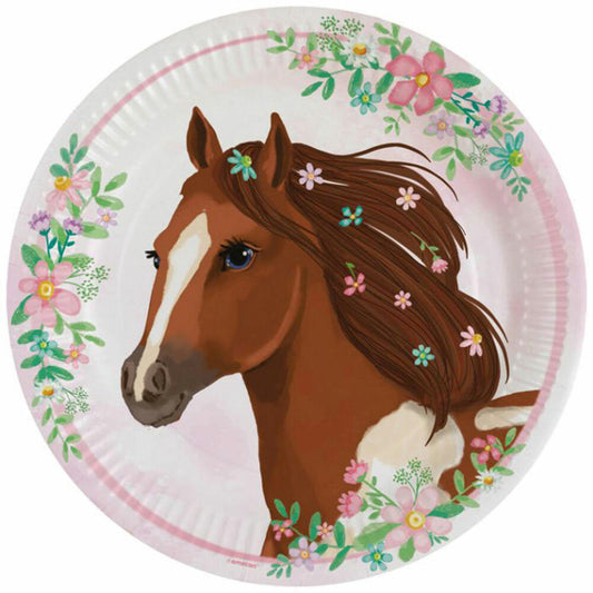 Amscan 8 Plates Beautiful Horses round paper 23 cm