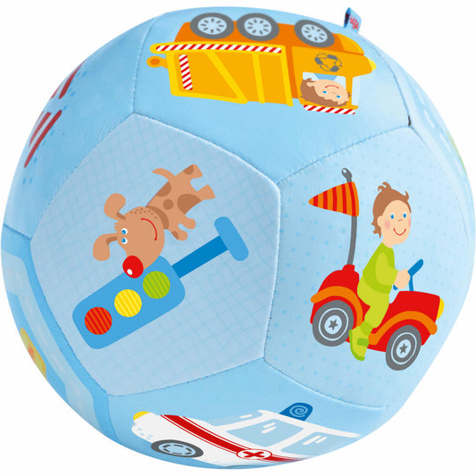 HABA Babyball Fahrzeug-Welt, Spielball, Spielzeug Ball, ab 6 Monaten, PVC, 14 cm, 302482
